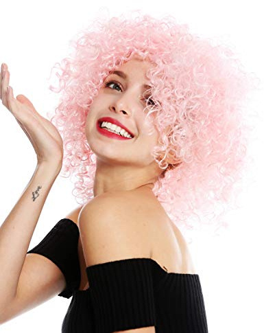 WIG ME UP - VK-11-T2333 Perruque dame courte volumineuse bouclée boucles rose clair