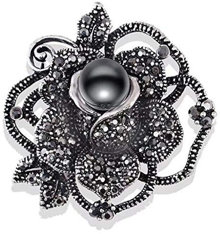 Vektenxi Große Vintage Strass Schwarz Bowknot Blume Brosche Frauen Kleidung Ornament 3 Langlebig und Nützlich