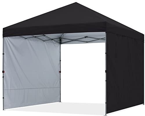 ABCCANOPY 3x3M Pop up Gazebo With Two Side Panels Upgraded Roller Bag, 4 Weight Bags, Stakes and Ropes (Black)