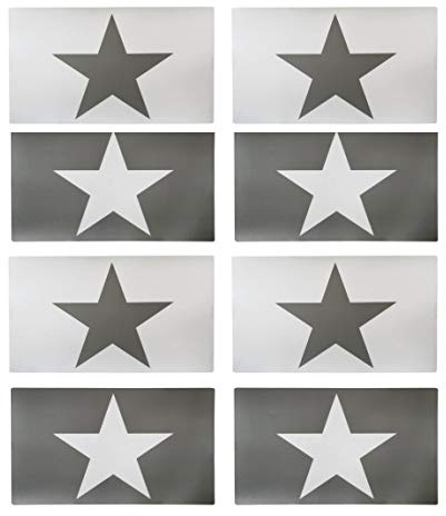 8 er Tischset: Design Vintage Stern - Tisch Matten/Platzdeckchen/Tischunterlage/Essunterlage/Platzset aus Kunststoff abwaschbar 43 x 29 cm - Star (hellgrau)