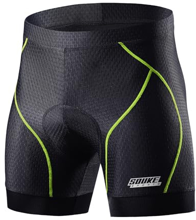 Souke Sports Pantalones Cortos Ciclismo Hombre 4D Acolchados para Bicicleta MTB con agarres Antideslizantes para Las piernas, Transpirables, de Secado rápido y cómodos