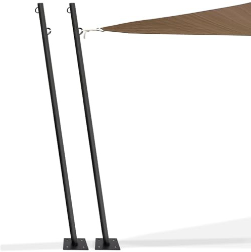 IDMarket - Lote de 2 postes de fijación para vela de sombra H.220 cm, postes y bases de acero
