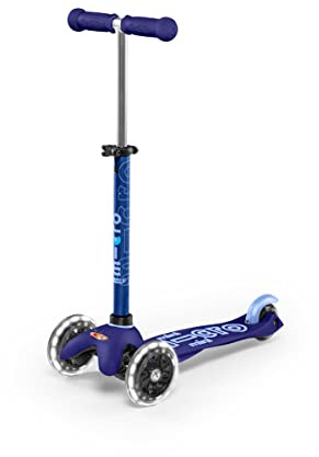 Micro® Mini Deluxe LED | Patinete Infantil Premium 3 Ruedas con Luces LED sin Pilas| Manillar Ajustable y Desmontable | Plataforma Antideslizante | Giro por Inclinación | Niños y Niñas | +2 Años