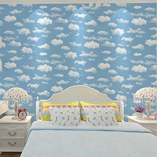 ZZDXL Papel Pintado Nubes Azules Papel Pintado Pared Dormitorio,Papel Adhesivo Pared,Papel Pintado Pared Moderno,Papel De Pared Decorativo Habitacion,Papel Pintado No Tejido