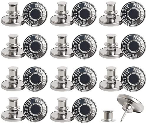 XINCHENG 12 Stück Jeansknöpfe Ersatzknöpfe, Nähfrei, abnehmbare Metalljeans, Sofortknöpfe für Denim-Kleidung, Jeans, Hosen, Taschen (Silber/17 mm)