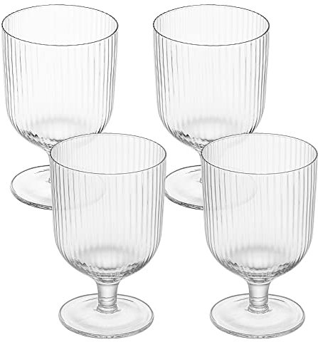 Navaris Copas de Cognac - Set de 4X Copa Brandy - Juego de Vasos Cristal Acanalados - 4X Vaso Whisky licores postres Vino Cocktails vermut de 300 ml