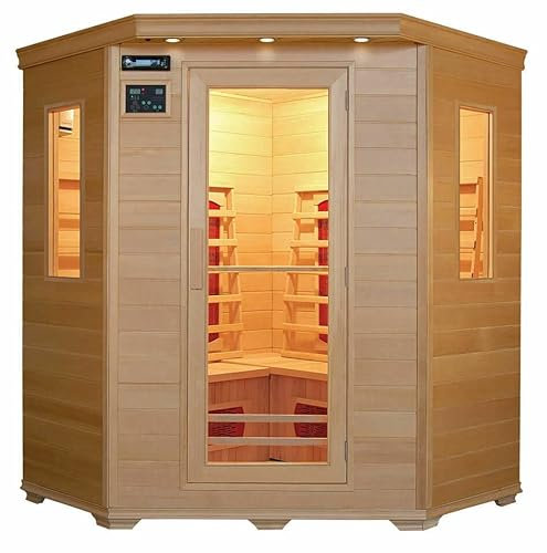 XXL Luxus LED Infrarotsauna 150x150x190cm Infrarotkabine Wärmekabine Infrarot Sauna + Bluetooth-fähiges Soundsystem Modell 2022 8 hochwertige Premium Keramikstrahler