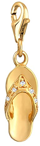 Nenalina goldene Sandale Karabiner Charm Anhänger Bettelarmband 925 Silber | Damen-Charm-Anhänger für alle gängigen Charmträger Charm-Club Clasp-Charms 925er Sterling-Silber