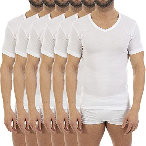 Multipack de Camiseta Interior Fina de Hombre LCT114V, de Manga Corta y Cuello de Pico.