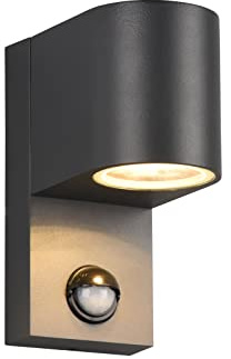 meineWunschleuchte Außen-Wandleuchte Anthrazit Downlight, Höhe 15cm | mit Bewegungsmelder, GU10, Schutzklasse IP44, Hausbeleuchtung Außen, Modern