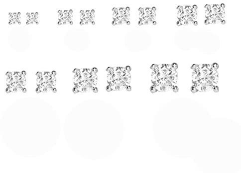 Homxi Boucle d Oreille Clou Femme,Clou Argent 925 Boucle d'Oreille 4 Griffes Rond 2MM Zircone Cubique Argent Boucle d'Oreille Femme