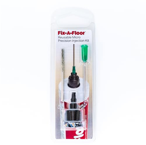 Fix-A-Floor Kit d'injection de micro-précision réutilisable, transparent, pour réparation de sols en bois, vinyle, carrelage