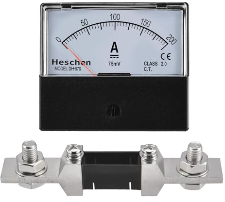 Heschen Tester amperometrico a pannello rettangolare, DH-670, DC 0-200A 75mV, Classe 2.0, con shunt