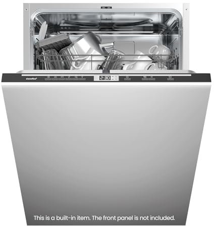 COMFEE' KWH-BD1413I-B Fully Integrated Dishwasher with 14 Place Settings, Auto Door Open Drying, 44dB Low Noise, Built-in Dishwasher with Auto Sensing Wash, Rapid Wash, Adjustable Upper Basket - Black