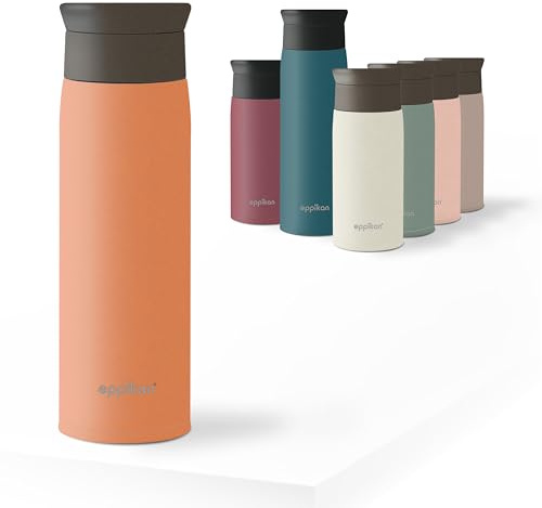 eppikan eppiToGo Edelstahl Thermobecher- Isolierbecher, Kaffee-to-go Becher, 350 ml, 500 ml Travel Mug, Autobecher, auslaufsicher mit hygienischer 360°-Trinköffnung (Terracotta, 500 ml)