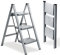 XinSunho Scala a 3 Gradini, Scaletta Pieghevole, Scaletto Domestica con Gradini Antiscivolo, Leggera e Compatta, Carico 150kg, Scaletto Portatile in Acciaio, Grigio