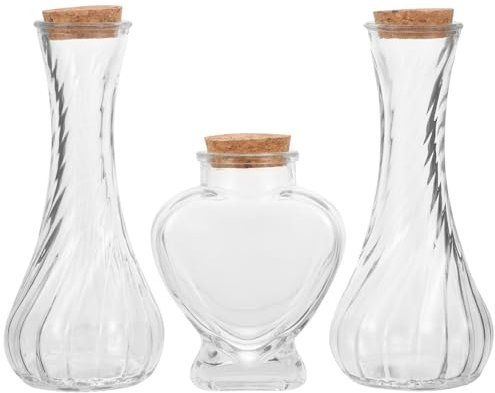 LIFKOME 3 Pz Barattolo Di Sabbia Kit Per Cerimonia Nuziale Della Sabbia Bottiglie Di Con Tappo in Sughero Set Di Sabbia Unitaria Abito Bicchiere A Forma Di Cuore Bottiglia Arcobaleno