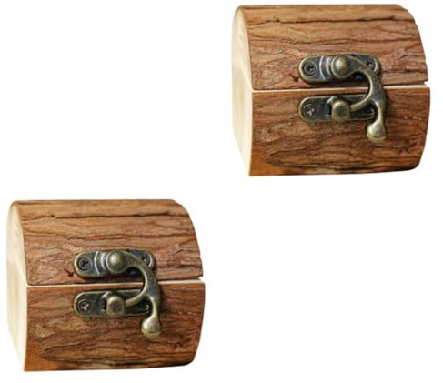 Holibanna 2 Stücke Box Box Holz Rinde Textur Einzigartige Engagement Lagerung Elegante Hochzeit Für Schmuck