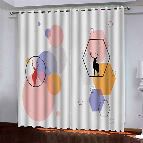 Blickdichte Vorhänge Mit Motiv 3D Rosa Geometrisches Quadrat Kinder Gardinen Blickdicht Ösen Gardine Thermo 264x214 Cm Schlafzimmer Kinderzimmer Vorhänge Dekoratives Muster, Verdunklungsvorhänge