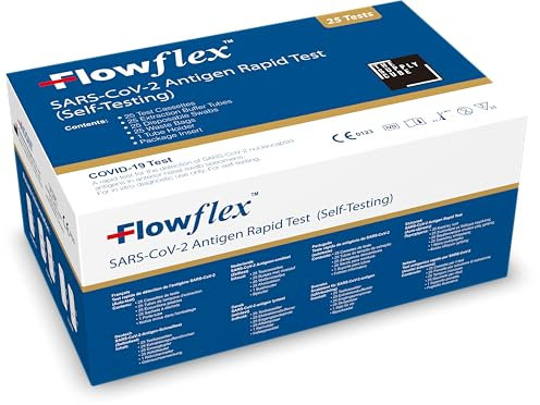 Flowflex COVID-19 Rapid Test Kit - Easy to Use Self Testing Antigen Covid Test Kit - One Step Test for Sars-CoV-2 - Quick Covid Test at Home - Covid Lateral Flow Test Kit (Not for Travel) - 25 Packs