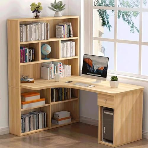 Generisch Schreibtisch,L-förmiger Holzschreibtisch mit Aufsatz und Schubladen – moderner 47-Zoll-Eckcomputertisch mit Ablageflächen – Home-Office-Arbeitsplatzmöbel