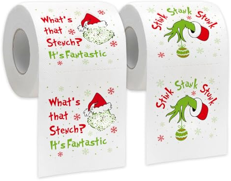 Lustiges Weihnachts-Toilettenpapier Weihnachts dekoration, 2 Rollen Xmas Toilettenpapier, Neuheit Urlaub Badezimmer Dekor, Weißer Elefant Gag Geschenk für Weihnachtsstrumpffüller
