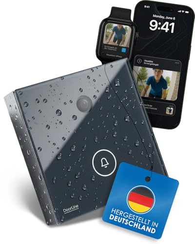 Türklingel mit Bildübertragung ohne Cloud, DoorLine Made in Germany | elegante Glasoberfläche, Anthrazit, WLAN-Klingel, perfekt für alle FRITZ!Box Modelle, Smart Home-kompatibel, Snapshotfunktion