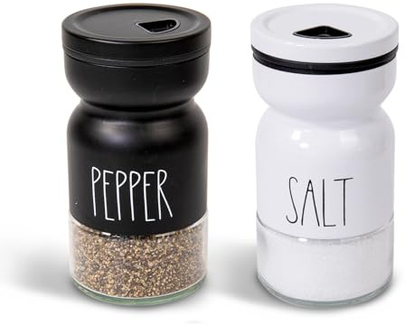 4oz Salt and Pepper Shaker Set, 4 Different Adjustable Pour Settings Salt & Pepper Dispenser, Ideal for Modern Kitchen Decor, Cooking, BBQs, Bars, Dining Tables, RVs, and Camping