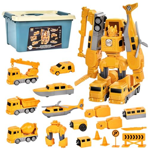 Aragallant Magnetischer Verformung Roboter, Magnetische Spielzeugautos, Magnetisches Baufahrzeuge Kinder mit Aufbewahrungsbox, Magnetische Transform, Geburtstagsgeschenke für Kinder ab 3 Jahren