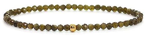 Echtes Goldobsidian Edelstein Armband mit facettierten 3mm Perlen - verschiedene Längen - Heilstein Schutzstein Edelsteinarmband Glücksbringer Talisman Geschenk (Goldobs., 18CM)