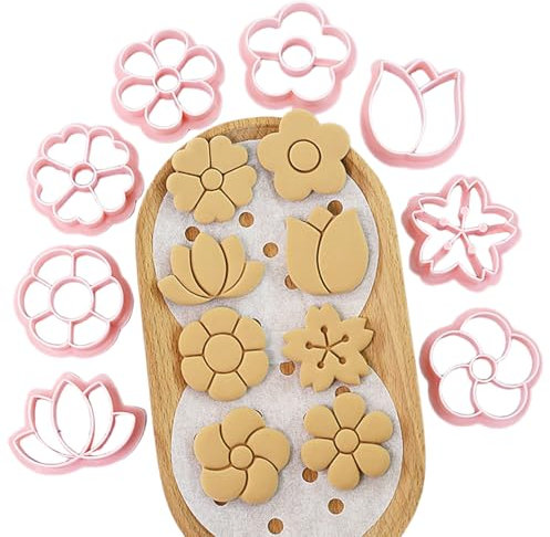 DeryArcle 8 Stück Ausstecher Blumen, Mini Ausstechformen Blumen für Backen, Keksausstecher Weihnachten DIY Geschenke, Ausstechform Tortendeko Küche Zubehör