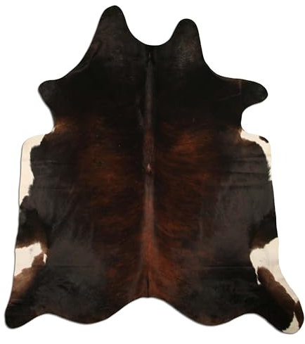 Livorio Premium Kuhfell Teppich - schwarz braun weiß - Dark Brindle - einmaliges Naturprodukt aus Südamerika | Rinderfell | Echtfell