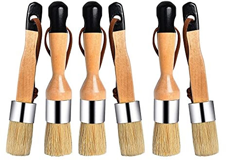 PUJIANA Pincel for Pintar Muebles, Pinceles for Pintar con Cera, Pinceles for Pintar Muebles de Madera, Manualidades, decoración del hogar (6 Piezas)