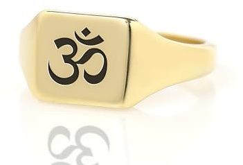 Gravierte Om Siegelring - Benutzerdefinierte Hindu-Ring - Unisex-Ring - Quadratische Form Ring - Zen-Ring