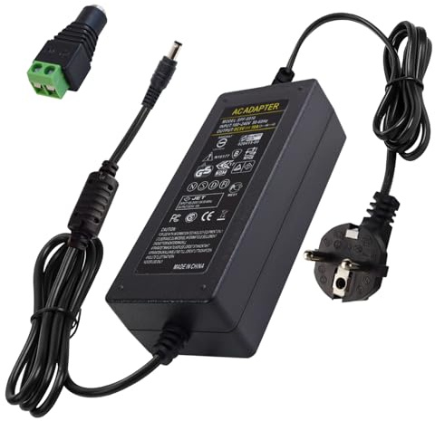 Alimentatore 5V 10A 50W, Adattatore di Alimentazione AC 100-240V a DC 5V, Trasformatore Stabilizzato con Spina UE, Interfaccia 5.5x2.5mm per Telecamere CCTV, Strisce LED, Dispositivi Elettronici