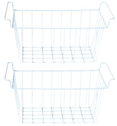 F Fityle Lot de 2 paniers de Rangement pour congélateur, Grand Panier de Rangement pour réfrigérateur, Panier de Rangement en Fil de Fer pour dortoir, Magasin, 42.5 Cm X 24.5 Cm X