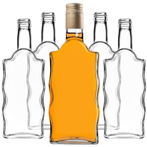 KADAX Set di 10 bottiglie in vetro 500ml con tappo a vite Oro, Lunghe – bottiglie vuote da riempire per succhi, sciroppo, olio e liquore, conservazione alimentare