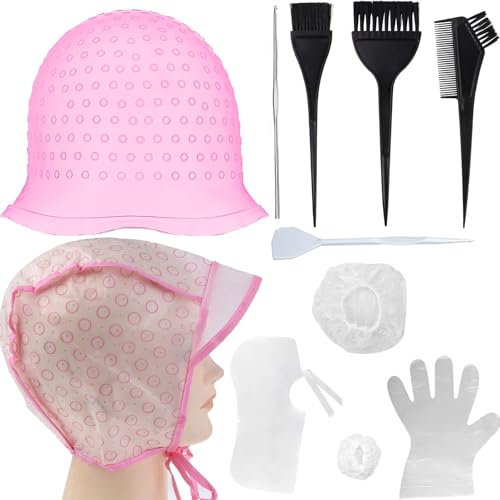 Strähnchenhaube, Set für Haare Färben Zubehör mit elastischer Haube und Färbepinsel ideal für Frauen und Mädchen Strähnchenhaube Haarfärbeset einfachen Färben von Haaren