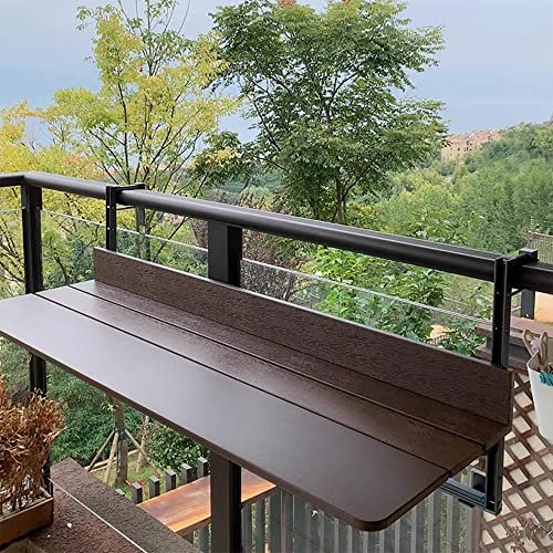 PLMNBQWE Balkonschreibtisch, Balkon-Stehtisch für Geländer, Stehtisch für den Außenbereich, höhenverstellbar, klein, zusammenklappbar, platzsparend, Serviertisch, Arbeitsplatte