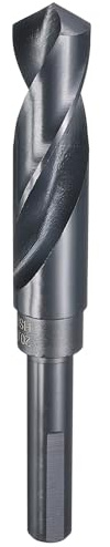 sourcing map 20mm Drill Bit 1/2 Reduced Shank 3-Flat 4241 HSS | High Speed Steel Nitriding Black 118° for Soft Materials Wood Plastic Iron Copper Aluminum