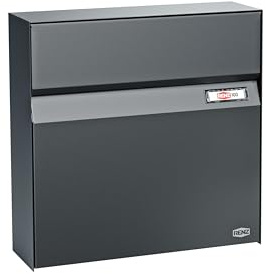 RENZ Erwin 610501 - Boîte aux Lettres Design - Gris Anthracite - RAL 7016M - avec Plaque Nominative - Serrure de sécurité - Dimensions : 117 x 375 x 375 mm