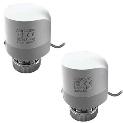 Attuatore per riscaldamento a pavimento 230 V, Attuatore Thermot M30 x 1,5 NC Senza corrente chiuso per radiatore di riscaldamento a pavimento (2)