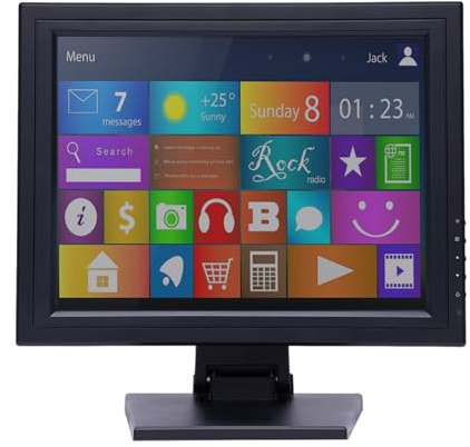 Kazafa POS Touchscreen Display 15 Inch Touch Screen Monitor with 1024x768 Resolution, 2ms Touch Response, USB Interface & VGA Connectivity Resistive LCD Display for Retail POS Systems