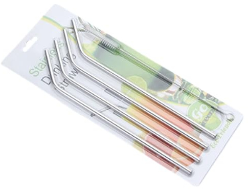 Cannucce in acciaio – Cannucce in metallo per acqua frizzante con spazzola per la pulizia – accessorio per feste in casa, spiaggia, picnic, campeggio, vacanze all'aperto