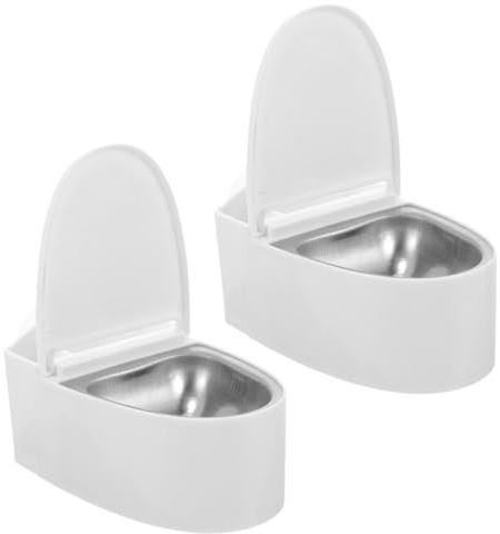 Wall Mounted Toilet Shaped Ashtray 2pcs with Lid Pp Stainless Steel | White Finish, Punch Free Space Saving Design, Hotel and Toilet Use, Unique Appearance