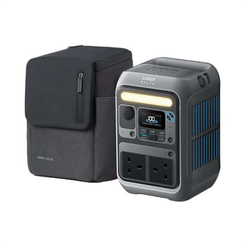 Estación eléctrica portátil Anker SOLIX C300 + funda protectora, batería LiFePO4 de 288 Wh multipuerto, generador solar de 300 W, para camping, viajes y emergencias (panel solar opcional).