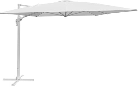Gruppo Maruccia - Parasol de jardin 3 x 4 mètres - Poteau latéral en aluminium, bâche hydrofuge - Rotation et Inclinable - Pour piscine, Bar, Restaurants, Blanc, grand