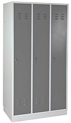 ADB Spind Garderobenschrank Umkleideschrank Kleiderspind Schließfachschrank 3-türig 1775x890x500 mm Metall Spint Schrank Zubehör, Hergestellt in der EU | Spind, Garderoben-, Kleider- & Schließfachschrank mit Zubehör, dreitürig, hergestellt in der EU