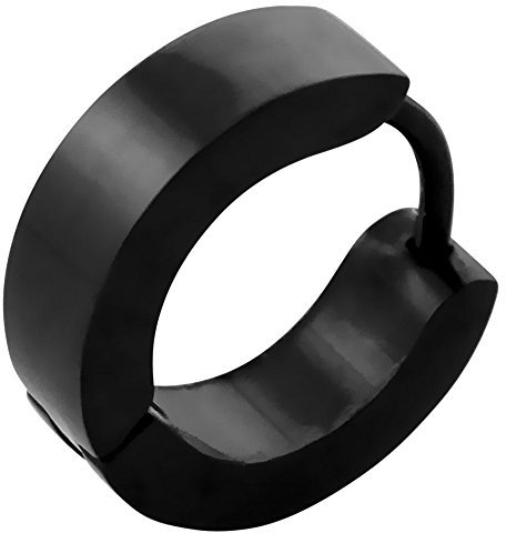 PUREgrey 1 Paar (2 St?ck) Klapp-Creolen Edelstahl Schwarz Matt 13/4 mm Ohrringe Ohrh?nger