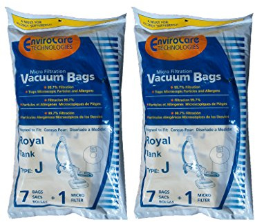 14 Royal Tank Type J Allergy Vacuum Bags + 2 Filters, Dirt Devil, Metal Tanks, Pony Tank Vacuum Cleaners, 3-040447-001, 401, 666, 501, 4150, 4250,4100-4600
